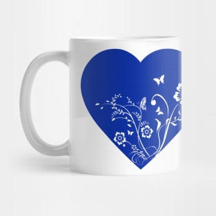 Blue heart flowers butterflies Mug